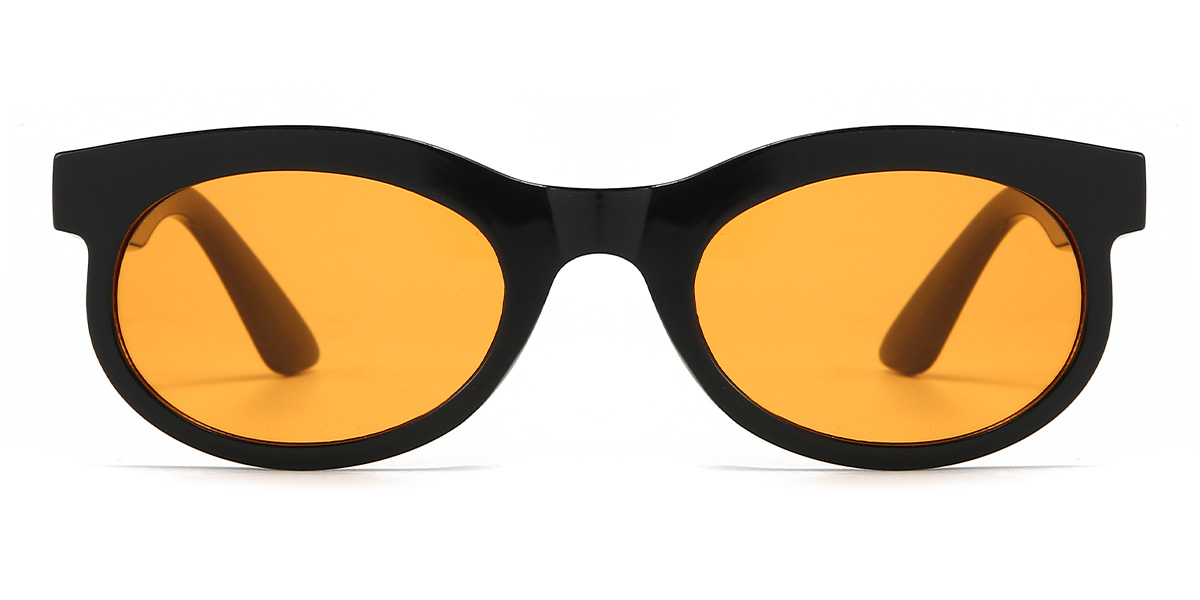 Black Orange Jannat Glasses - Oval Sunglasses