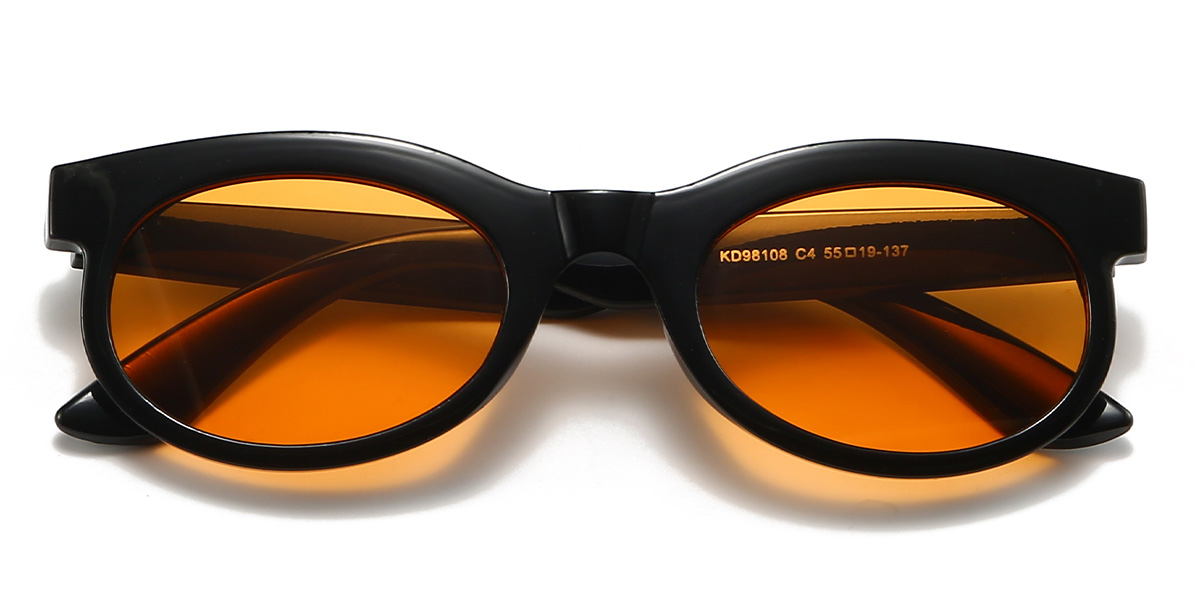 Black Orange Jannat Glasses - Oval Sunglasses