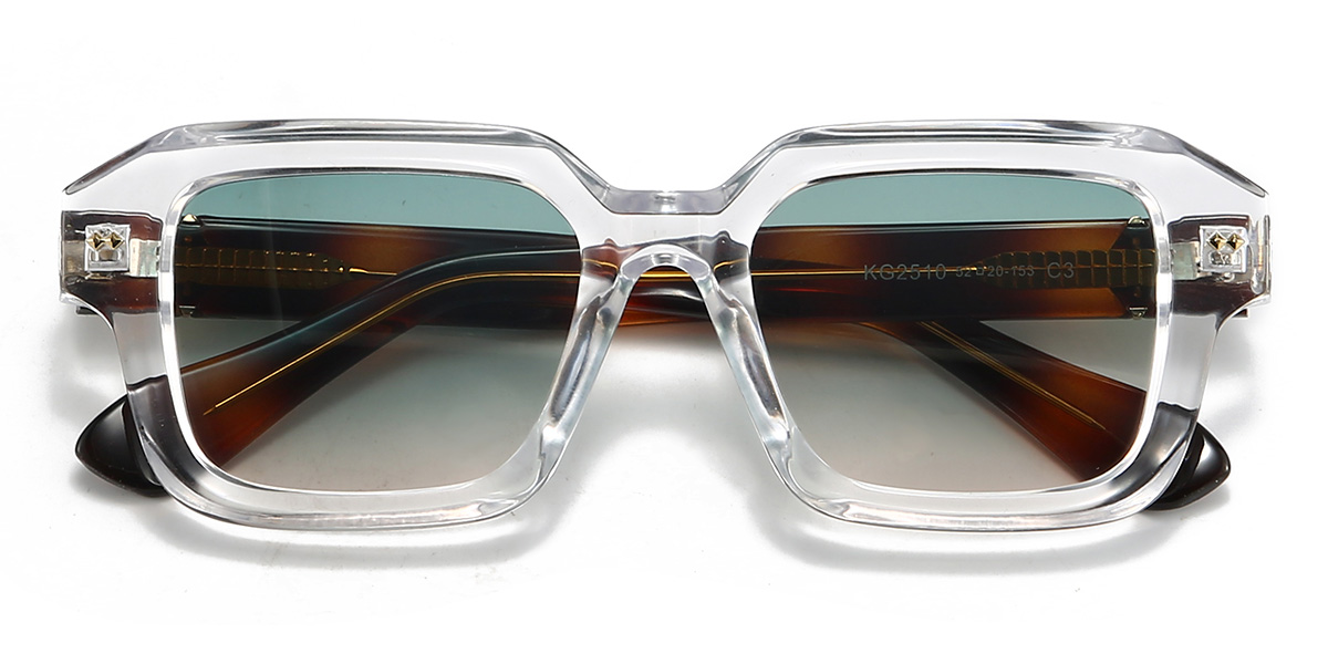Clear Blue Pink Letty Glasses - Rectangle Sunglasses