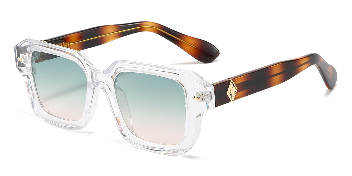 Clear Blue Pink Letty Glasses - Rectangle Sunglasses