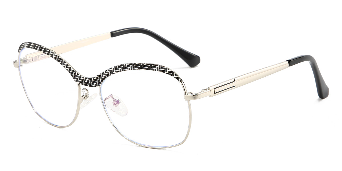 Schwarz Silber Ishanvi Brille - Oval Glasses