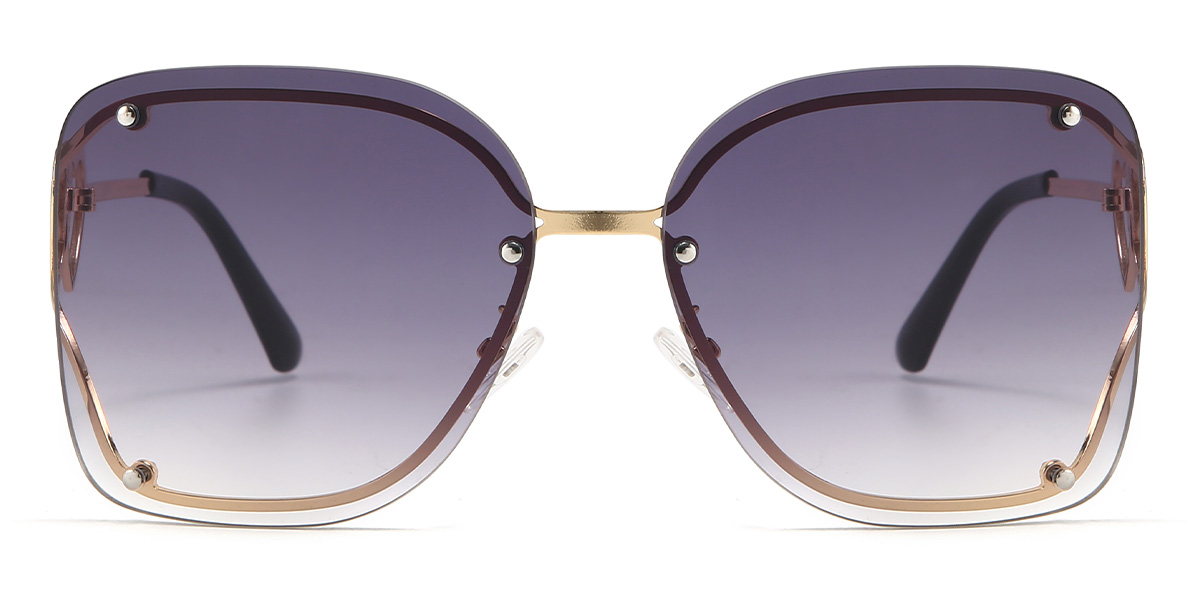 Gold Gradual Purple Taelynn - Square Sunglasses