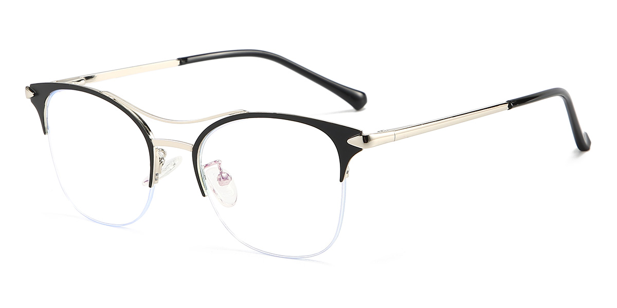 Noir Argent Camari Lunettes - Aviator Glasses