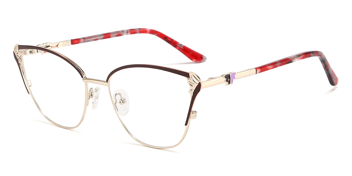 Zlatohnedá Karolina Okuliare - Cat Eye Glasses