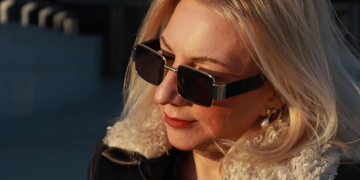 Gold Grey Ayza Glasses - Rectangle Sunglasses