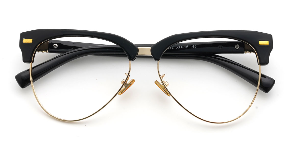 Gold Black Jassim Glasses - Oval Glasses