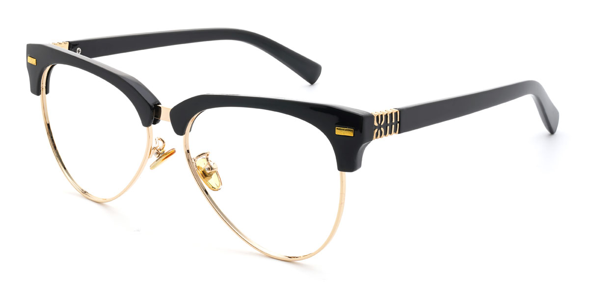 Gold Black Jassim Glasses - Oval Glasses
