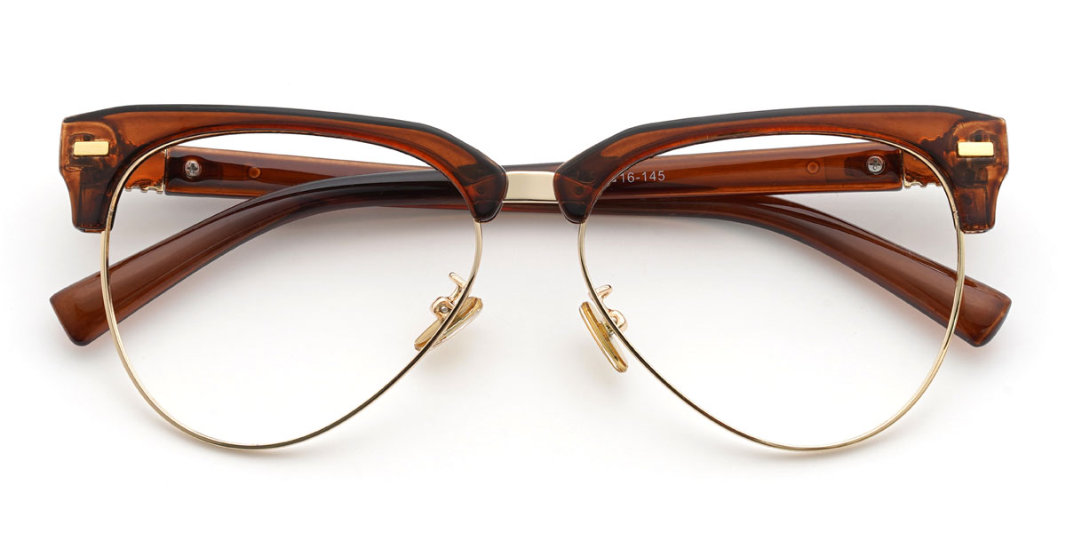 Gold Brown Jassim Glasses - Round Glasses