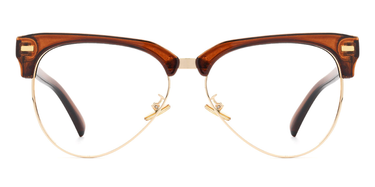 Gold Brown Jassim Glasses - Round Glasses