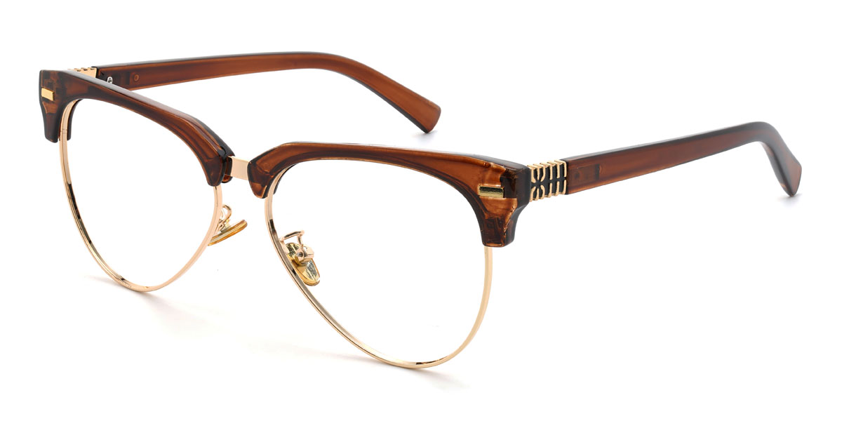 Gold Brown Jassim Glasses - Round Glasses