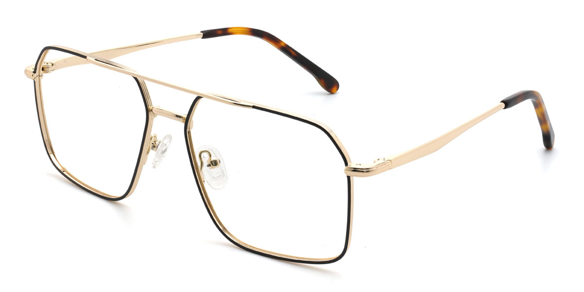 Gold Schwarz Ghazal Brille - Aviator Glasses