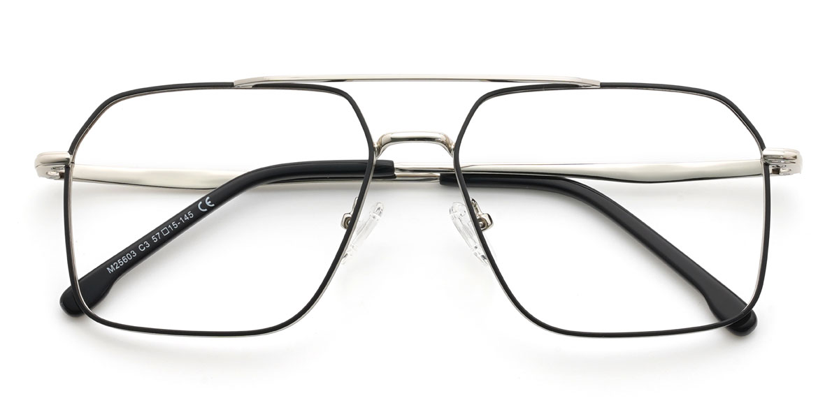 Fekete ezüst Ghazal Szemüveg - Aviator Glasses