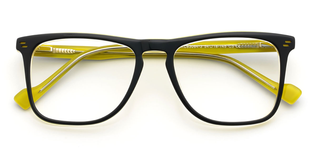 Black Yellow Jarrett Glasses - Rectangle Glasses