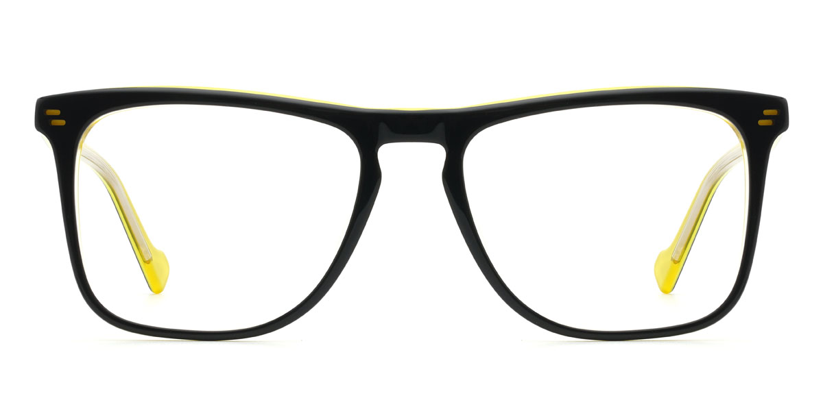 Black Yellow Jarrett Glasses - Rectangle Glasses
