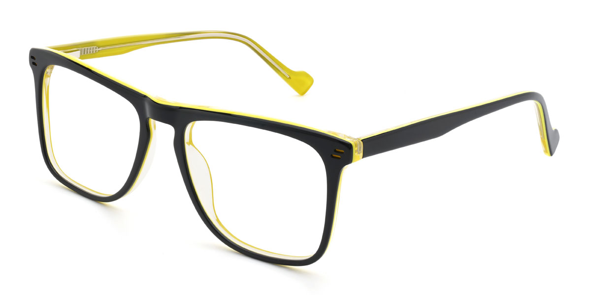 Black Yellow Jarrett Glasses - Rectangle Glasses