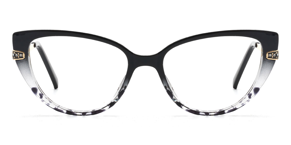 Noir Noir Écaille de tortue Manal Lunettes - Cat Eye Glasses