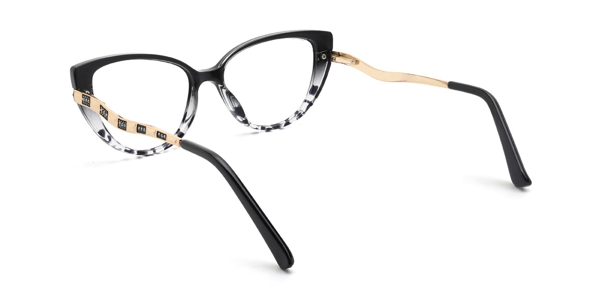 Noir Noir Écaille de tortue Manal Lunettes - Cat Eye Glasses