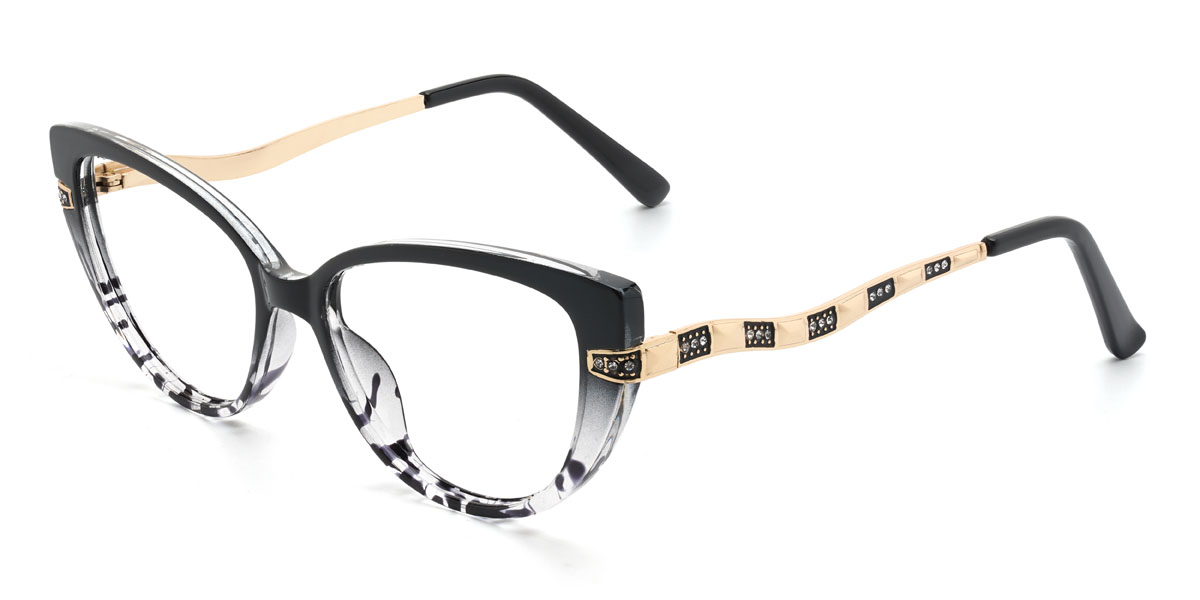 Noir Noir Écaille de tortue Manal Lunettes - Cat Eye Glasses