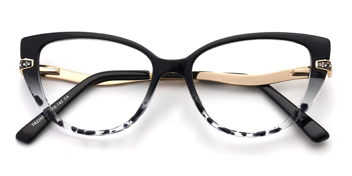 Noir Noir Écaille de tortue Manal Lunettes - Cat Eye Glasses