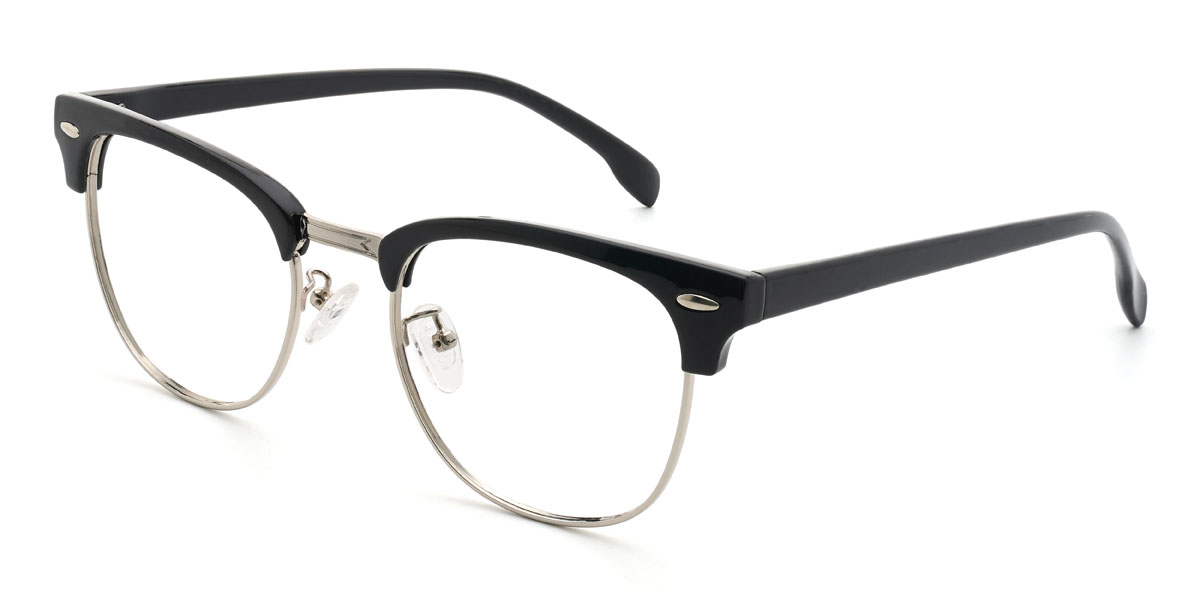 Black Silver Mubarak Glasses - Rectangle Glasses