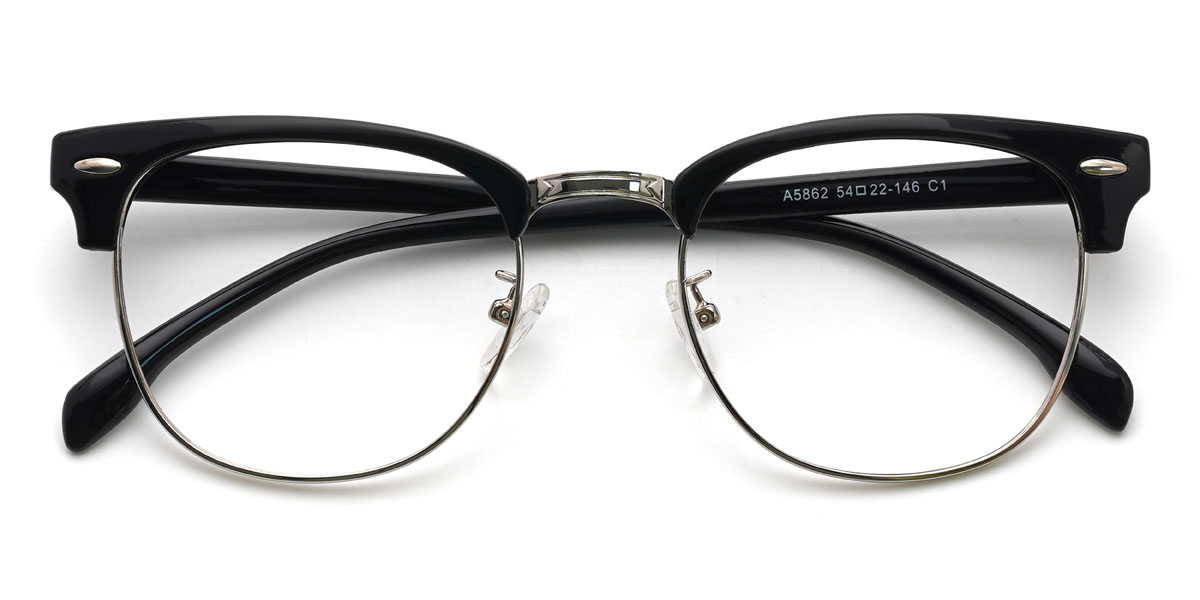 Black Silver Mubarak Glasses - Rectangle Glasses
