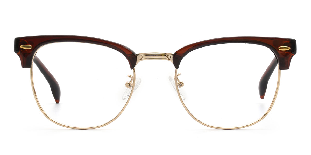 Gold Brown Mubarak - Rectangle Glasses