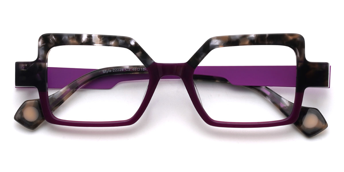 Black Tortoiseshell Purple Veronika Glasses - Rectangle Glasses