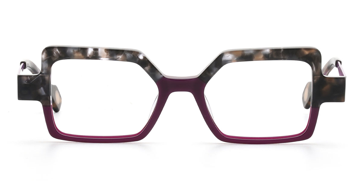 Black Tortoiseshell Purple Veronika - Rectangle Glasses