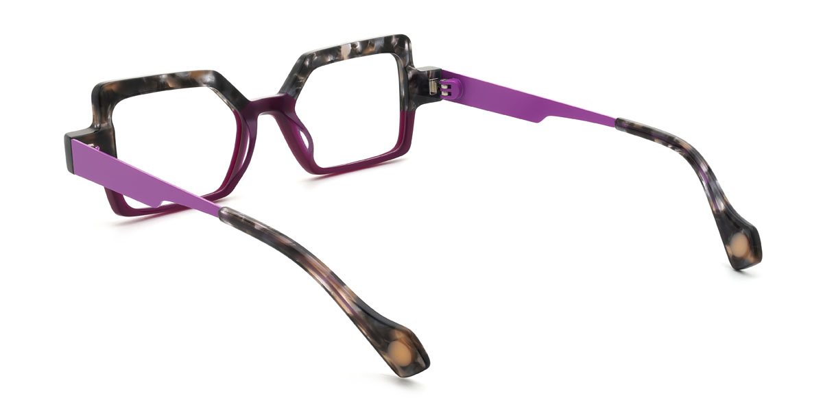 Black Tortoiseshell Purple Veronika Glasses - Rectangle Glasses