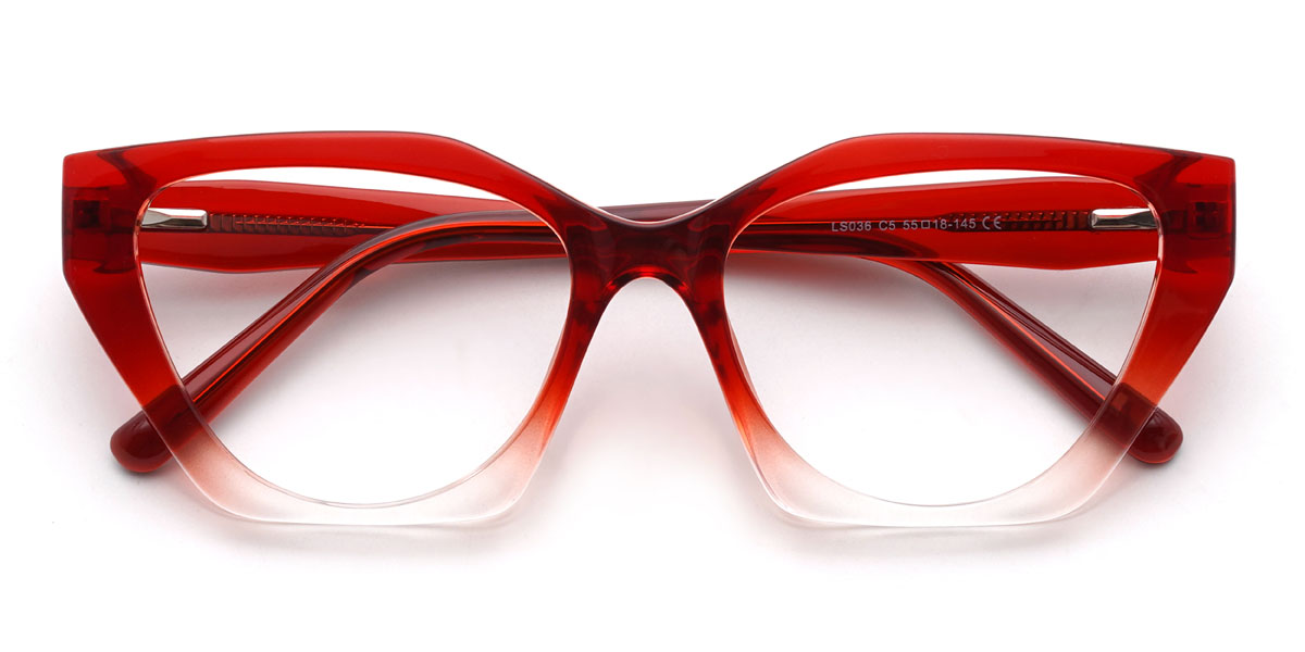 Clear Red Gitty Glasses - Cat Eye Glasses