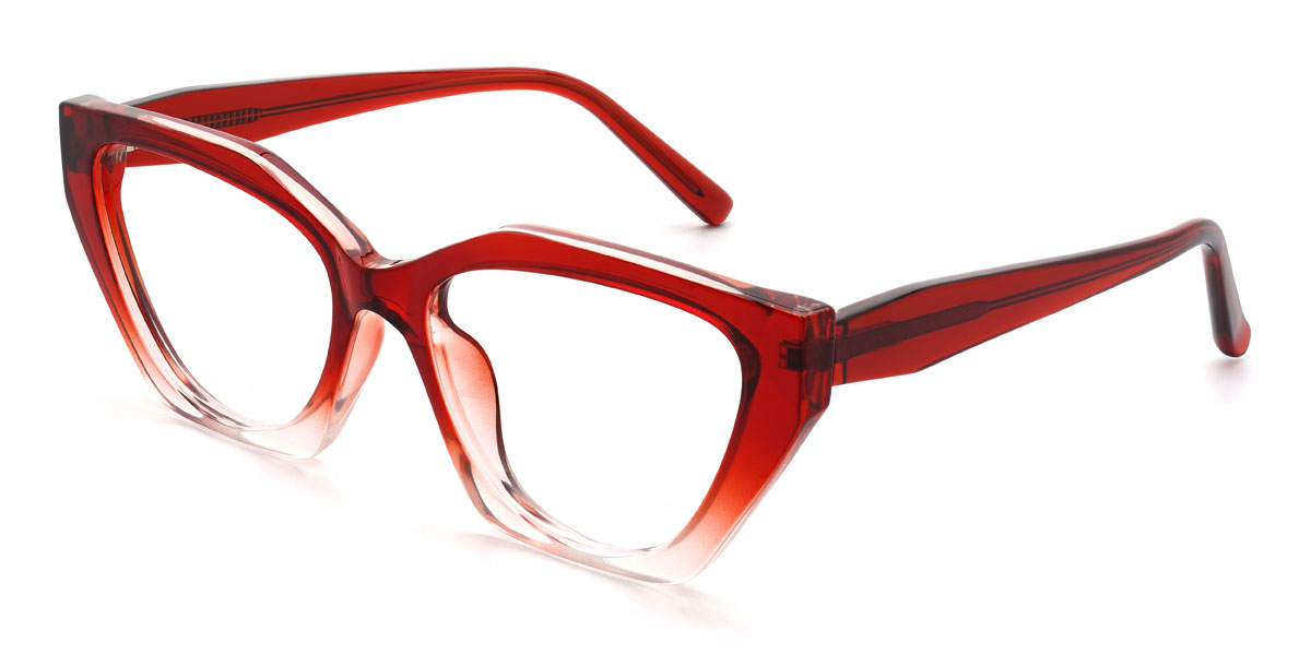 Clear Red Gitty Glasses - Cat Eye Glasses