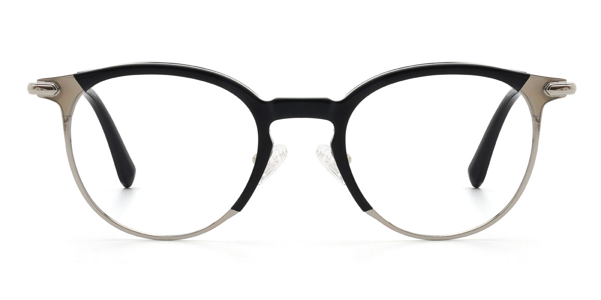 Black Silver Quartez - Oval Glasses