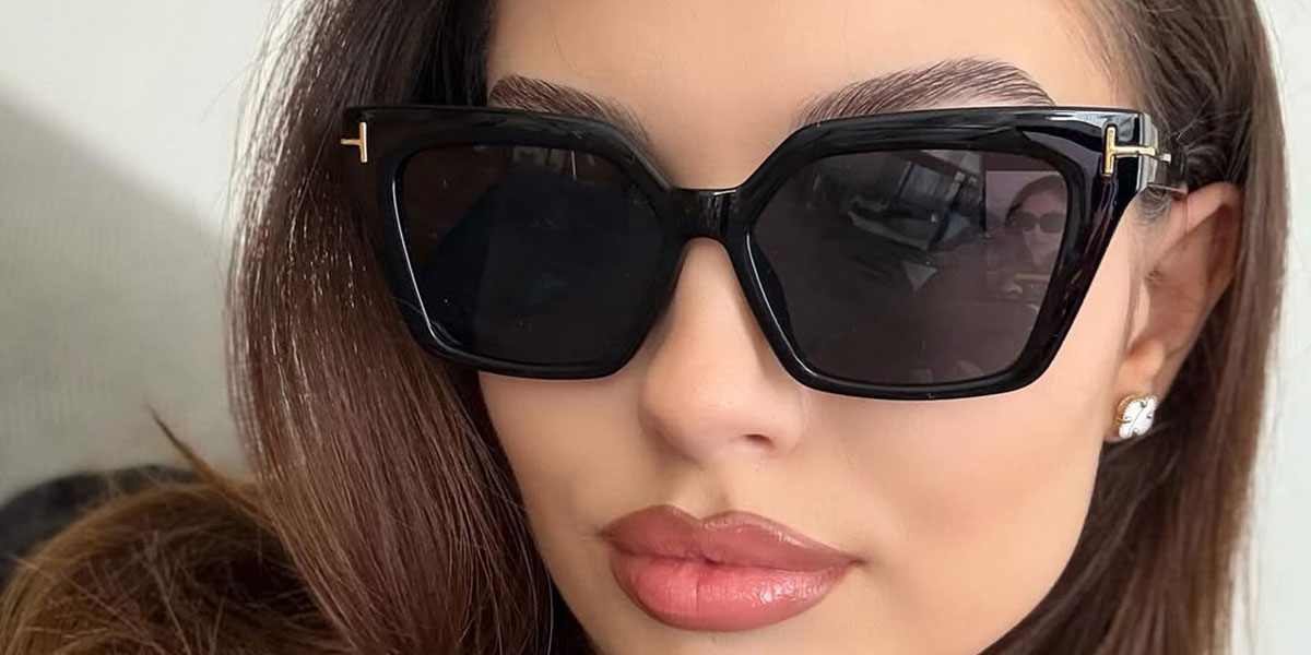 Black Grey Kenley Glasses - Rectangle Sunglasses