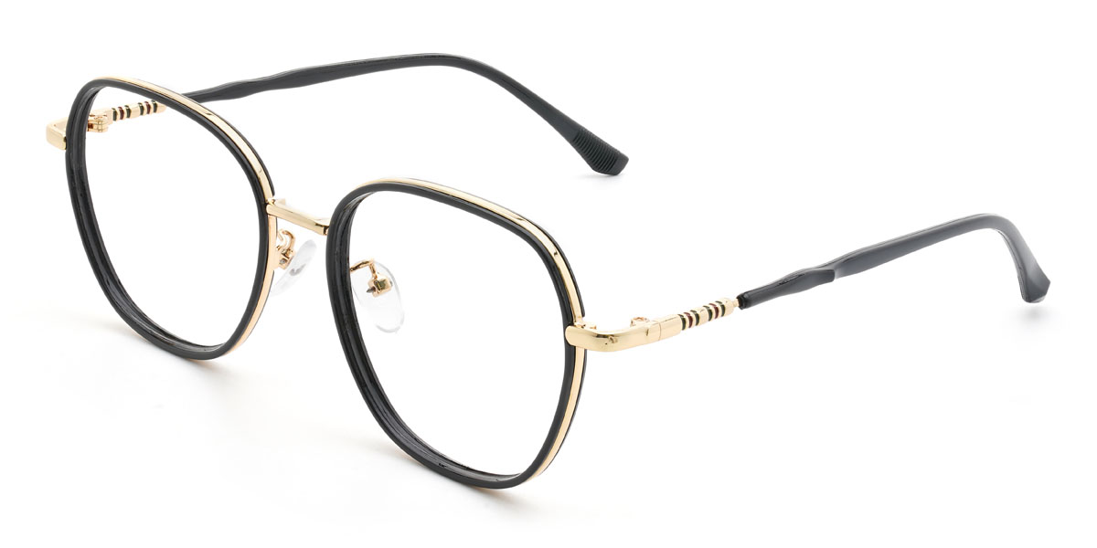 Gold Black Jahkai Glasses - Oval Glasses