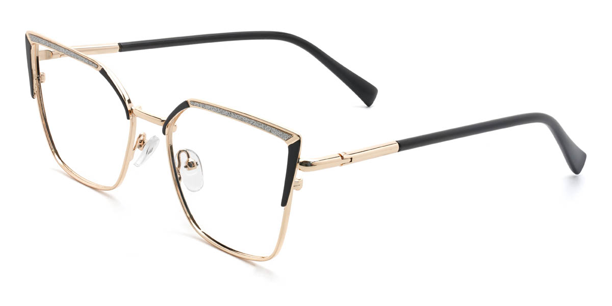 Gold Black Humaira Glasses - Cat Eye Glasses