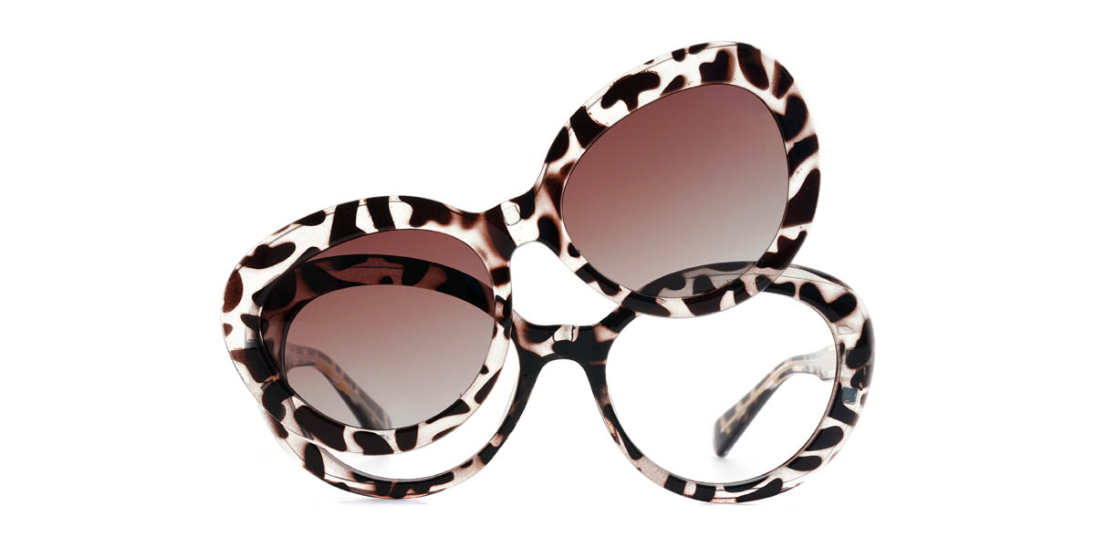 Tortoiseshell Gradual Brown Rorie Glasses - Oval Clip-On Sunglasses