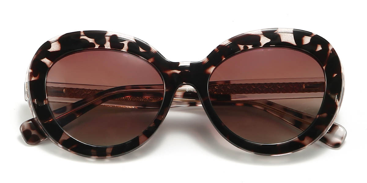 Tortoiseshell Gradual Brown Rorie Glasses - Oval Clip-On Sunglasses