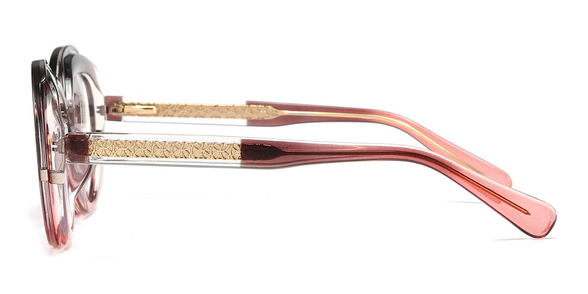 Brown Pink Gradual Brown Rorie Glasses - Oval Clip-On Sunglasses