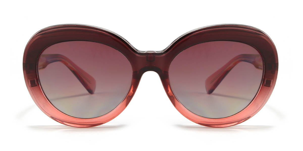 Brown Pink Gradual Brown Rorie Glasses - Oval Clip-On Sunglasses