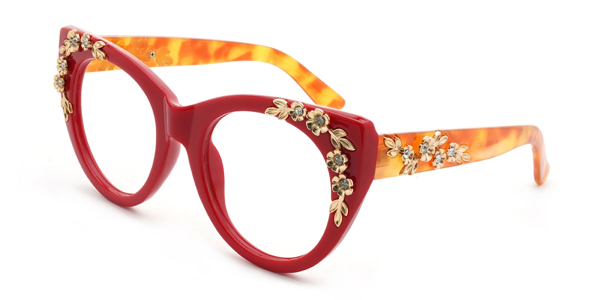 Red Kalena Glasses - Cat Eye Glasses