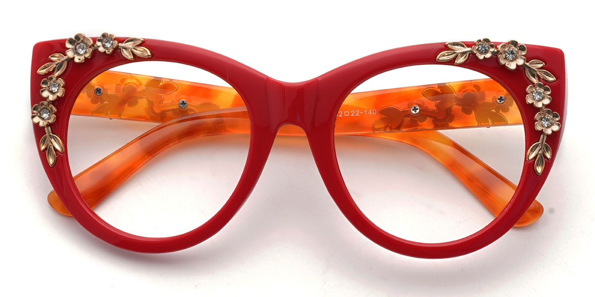 Red Kalena Glasses - Cat Eye Glasses