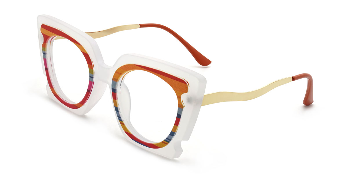 Matte White Harleen Glasses - Cat Eye Glasses