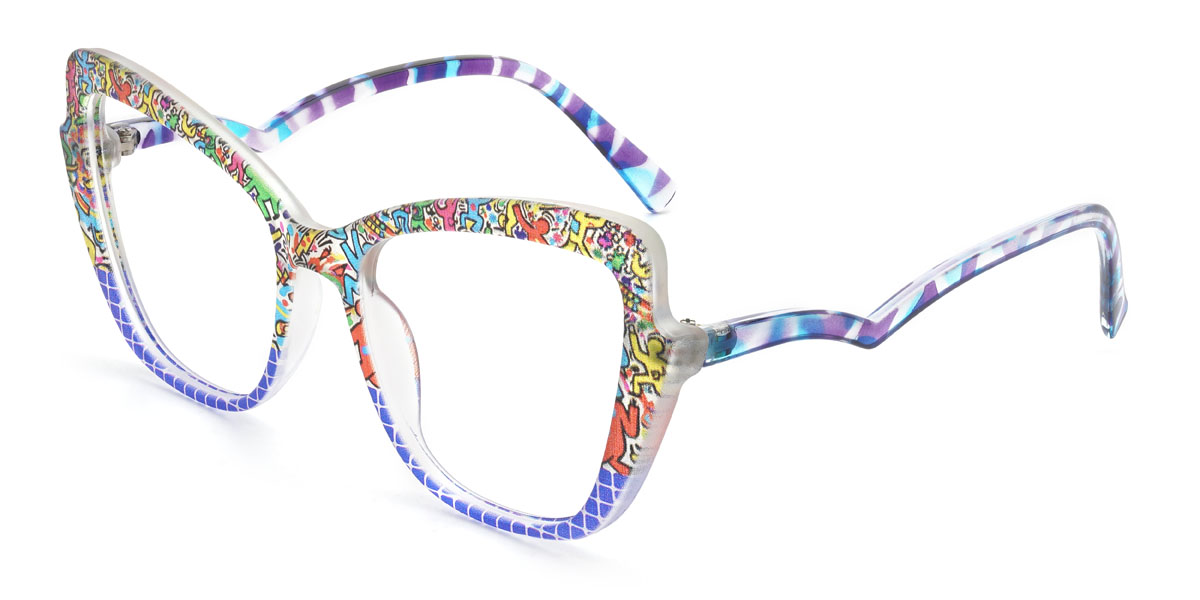 Blue Graffiti Emeline Glasses - Cat Eye Glasses