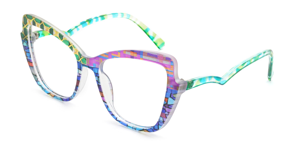 Zöld Lila Kék Graffiti Emeline Szemüveg - Cat Eye Glasses