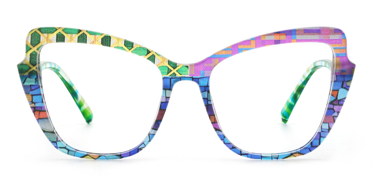 Zöld Lila Kék Graffiti Emeline Szemüveg - Cat Eye Glasses