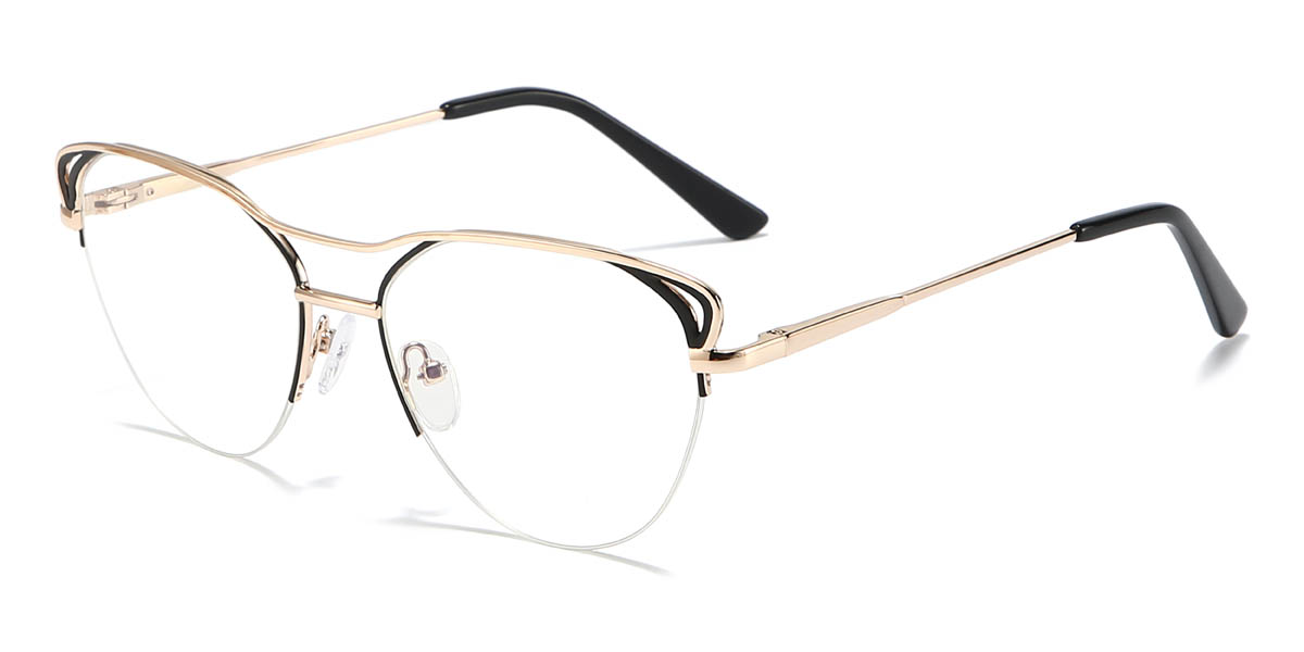 Gold Black Nalaya Glasses - Oval Glasses