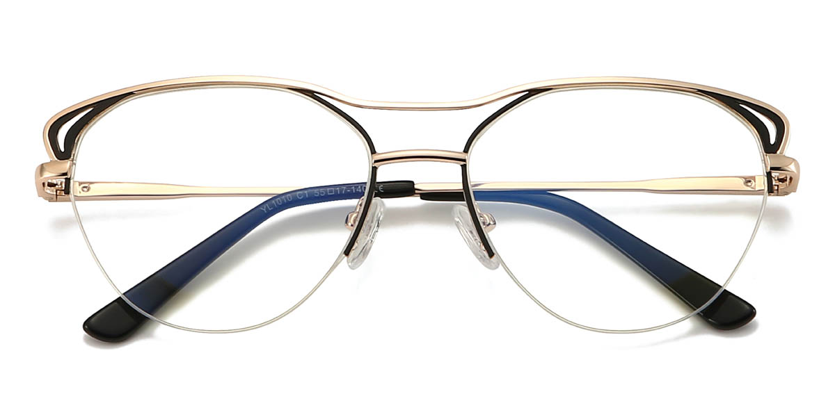 Gold Black Nalaya Glasses - Oval Glasses