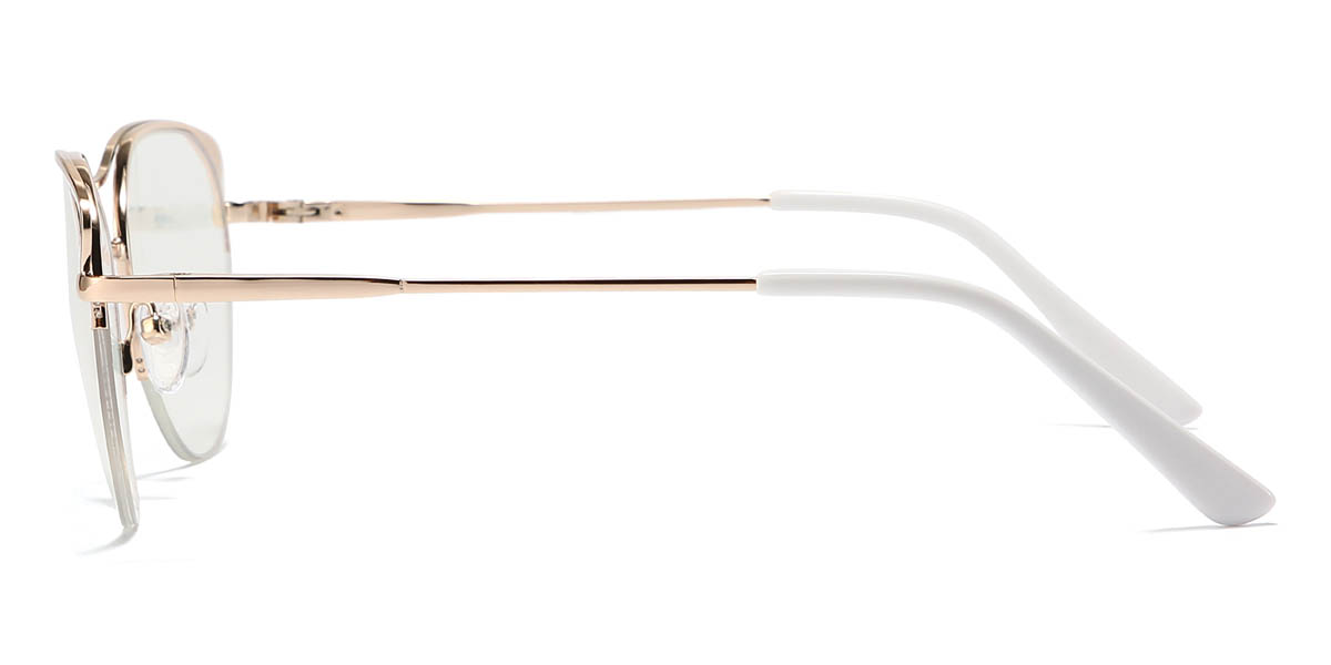 Gold White Nalaya Glasses - Oval Glasses