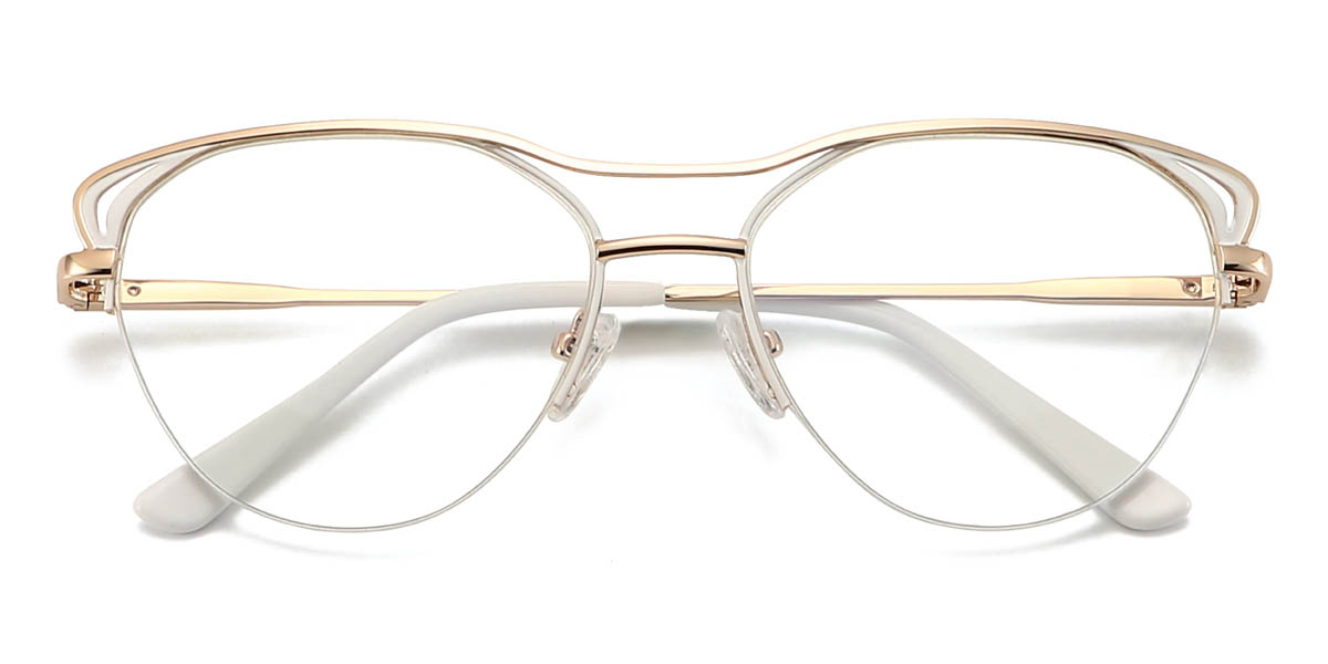 Gold White Nalaya Glasses - Oval Glasses