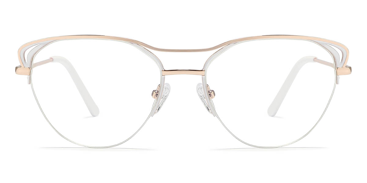 Gold White Nalaya - Oval Glasses